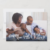 Gelukkig Nieuwjaar Script Foto en Bericht Feestdagenkaart (Voorkant)