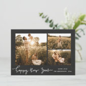 Gelukkig nieuwjaar |  Script Multi Photo Feestdagenkaart (Staand voorkant)