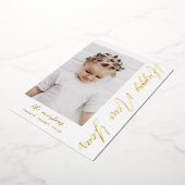 Gelukkig Nieuwjaar Script Twee Foto Folie Feestdagenkaart (Gedraaid)