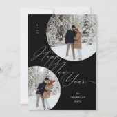 Gelukkig Nieuwjaar Script Typografie Foto Kerstmis Feestdagenkaart (Voorkant)