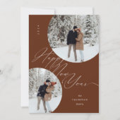 Gelukkig Nieuwjaar Script Typografie Foto Kerstmis Feestdagenkaart (Voorkant)