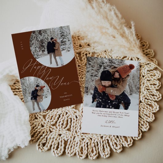 Gelukkig Nieuwjaar Script Typografie Foto Kerstmis Feestdagenkaart