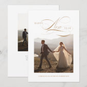 Gelukkig Nieuwjaar Script Vakantie Fotokaart Feestdagenkaart (Voorkant / Achterkant)