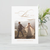 Gelukkig Nieuwjaar Script Vakantie Fotokaart Feestdagenkaart (Staand voorkant)