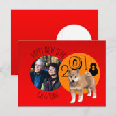 Gelukkig Nieuwjaar Shiba Inu aangepast persoonlijk Feestdagenkaart (Voorkant / Achterkant)