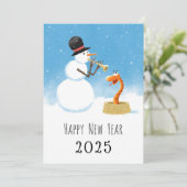 Gelukkig Nieuwjaar Slang Chinese Maan Zodiac 2025 Feestdagenkaart (Staand voorkant)