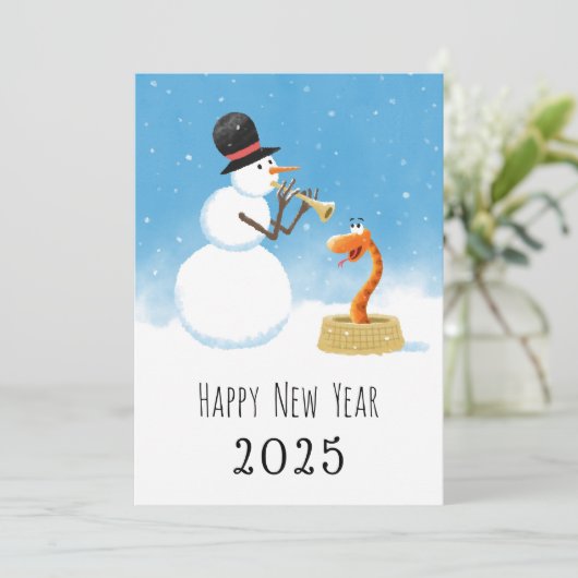 Gelukkig Nieuwjaar Slang Chinese Maan Zodiac 2025 Feestdagenkaart (Staand voorkant)