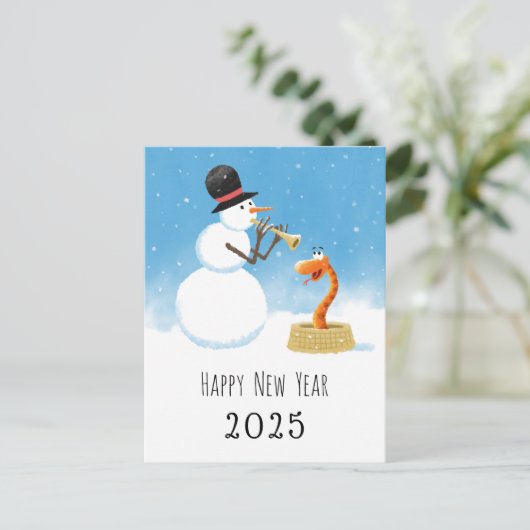 Gelukkig Nieuwjaar Slang Chinese Maan Zodiac 2025 Feestdagenkaart (Staand voorkant)