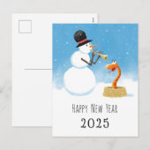 Gelukkig Nieuwjaar Slang Chinese Maan Zodiac 2025 Feestdagenkaart (Voorkant / Achterkant)