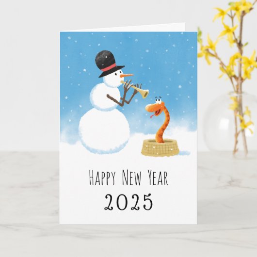 Gelukkig Nieuwjaar Slang Chinese Maan Zodiac 2025 Kaart (Gele Bloem)