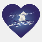 Gelukkig nieuwjaar slee hart sticker (Voorkant)