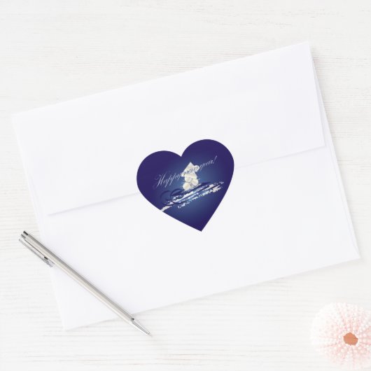 Gelukkig nieuwjaar slee hart sticker (Envelop)