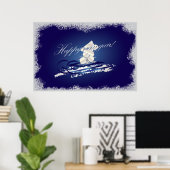 Gelukkig nieuwjaar slee poster (Thuiskantoor)