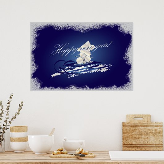 Gelukkig nieuwjaar slee poster (Keuken)