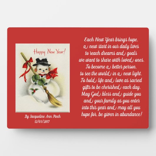 Gelukkig Nieuwjaar Sneeuwman Fotoplaat (voorkant)