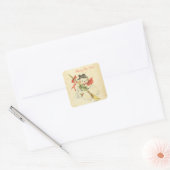 Gelukkig Nieuwjaar Sneeuwman Rode Boog Holly Broo Vierkante Sticker (Envelop)