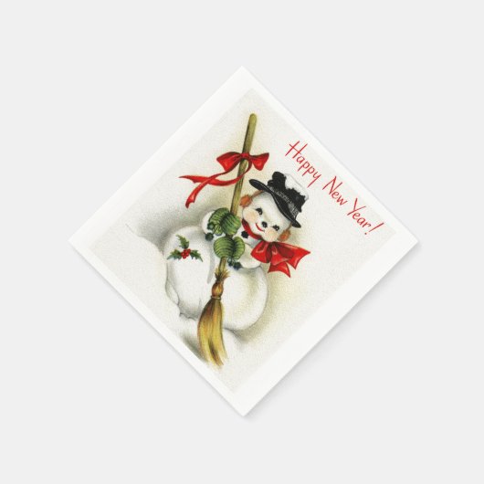  Gelukkig Nieuwjaar Sneeuwman White Paper Napkin Servetten (Hoek)