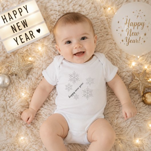Gelukkig Nieuwjaar Sneeuwvlok Baby Bodysuit