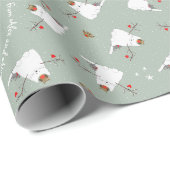 "Gelukkig Nieuwjaar!" Snowcat aangepaste inpakpapi Cadeaupapier (Rol Hoek)