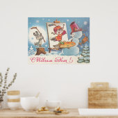 Gelukkig Nieuwjaar Sovjet postkaart met hazen arti Poster (Keuken)