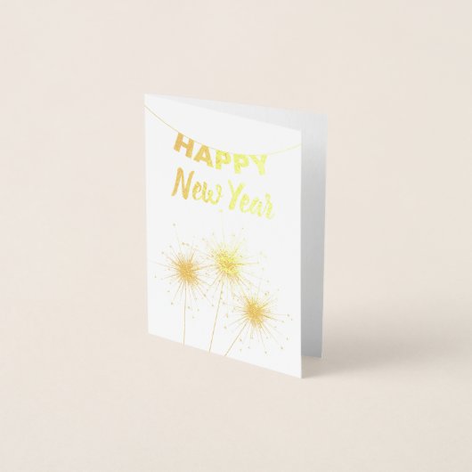 Gelukkig nieuwjaar Sparkler Corporate Gold Folie Kaarten (Voorkant)