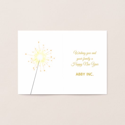 Gelukkig nieuwjaar Sparkler Corporate Gold Folie Kaarten (Binnen)