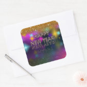 Gelukkig nieuwjaar! Sparkly Reflection | Vierkante Sticker (Envelop)