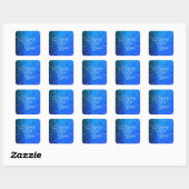 Gelukkig Nieuwjaar Sterren Blauw Vierkante Sticker (Vel)