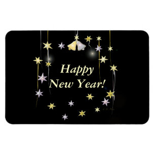 Gelukkig Nieuwjaar Sterren op Zwart Magneet