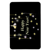 Gelukkig Nieuwjaar Sterren op Zwart Magneet (Verticaal)