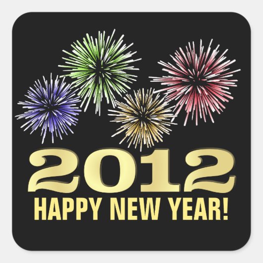 Gelukkig Nieuwjaar Stickers - 2012 met vuurwerk (Voorkant)
