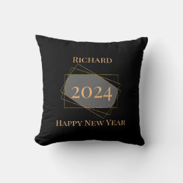 Gelukkig nieuwjaar stijlvol zwart goud op maat T Kussen