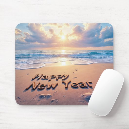 Gelukkig Nieuwjaar Strandtekst Muismat (Met muis)