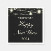 Gelukkig Nieuwjaar String Lights Jars Zwart Servet (Voorkant)