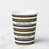 Gelukkig Nieuwjaar Stripes Papieren Bekers (Achterkant)