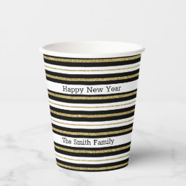 Gelukkig Nieuwjaar Stripes Papieren Bekers