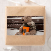 Gelukkig nieuwjaar. Teddy Bear. Etiket (Insitu)