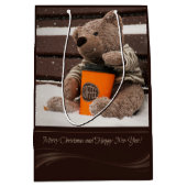Gelukkig nieuwjaar. Teddy Bear. Medium Cadeauzakje (Voorkant)