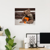 Gelukkig nieuwjaar. Teddy Bear. Poster (Thuiskantoor)