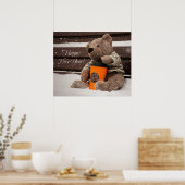 Gelukkig nieuwjaar. Teddy Bear. Poster (Keuken)
