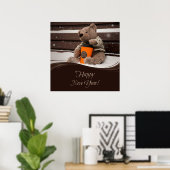 Gelukkig nieuwjaar. Teddy Bear. Poster (Thuiskantoor)