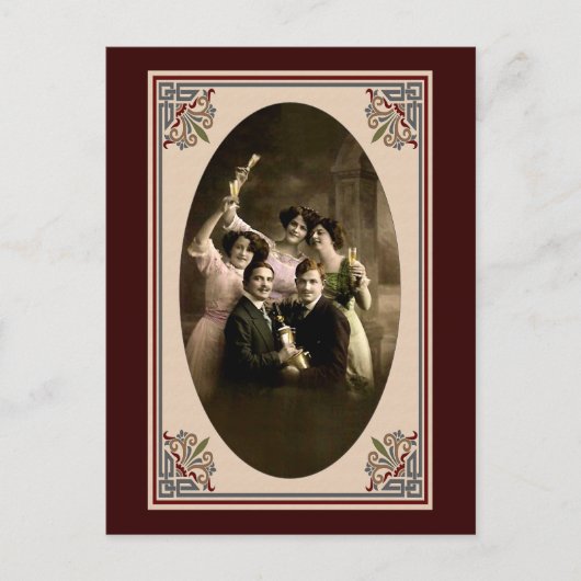 Gelukkig nieuwjaar toast feestdagenkaart (Voorkant)