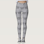Gelukkig Nieuwjaar Trendy Zwart en Grijs Leggings (Voorkant)