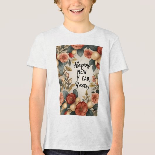 Gelukkig nieuwjaar Tri-Blend shirt (Voorkant)