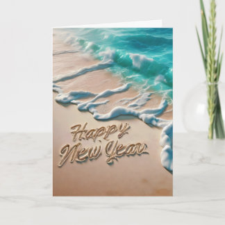 Gelukkig nieuwjaar tropisch strand feestdagen kaart