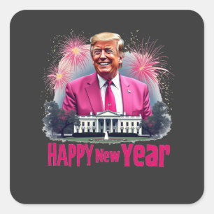 Gelukkig nieuwjaar Trump inauguratiedag 2025 Vierkante Sticker