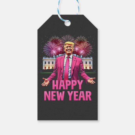 Gelukkig Nieuwjaar Trump Resolutie 2025 Cadeaulabel (Voorkant)