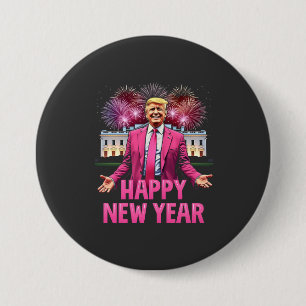 Gelukkig Nieuwjaar Trump Resolutie 2025 Ronde Button 7,6 Cm
