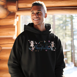 Gelukkig Nieuwjaar tussen Kittens in balans op een Hoodie