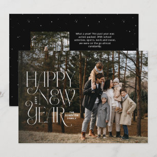 Gelukkig nieuwjaar twee foto eenvoudig elegant feestdagenkaart